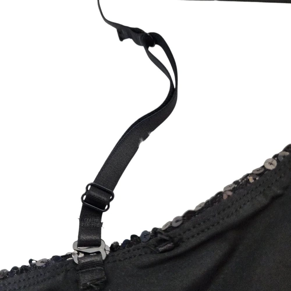 Rene Rofe Sequin bandeau bra adjustable straps removable cups size large - Picture 4 of 11